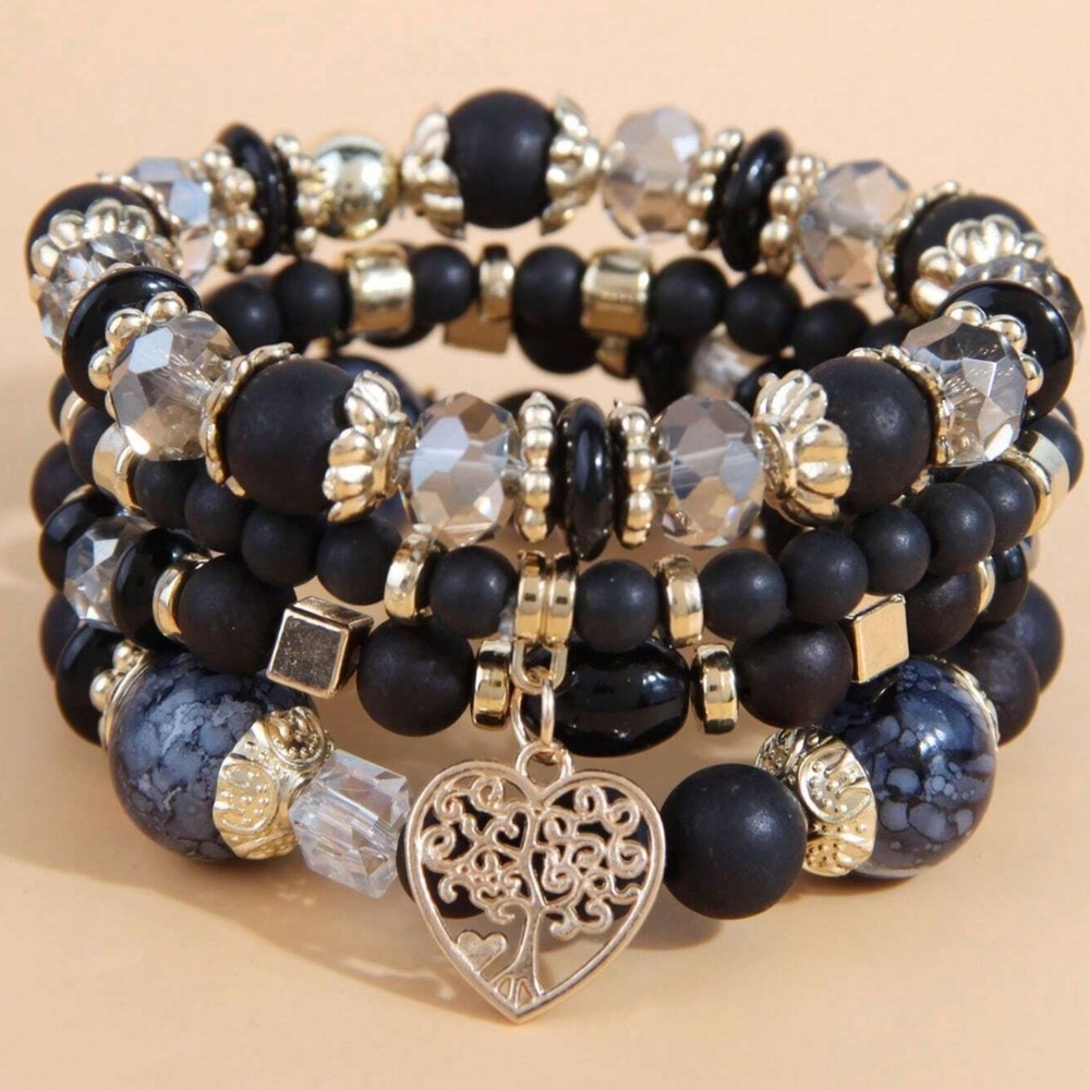 Tree of Life Heart Bead Bracelet Set - Picture 5 of 7